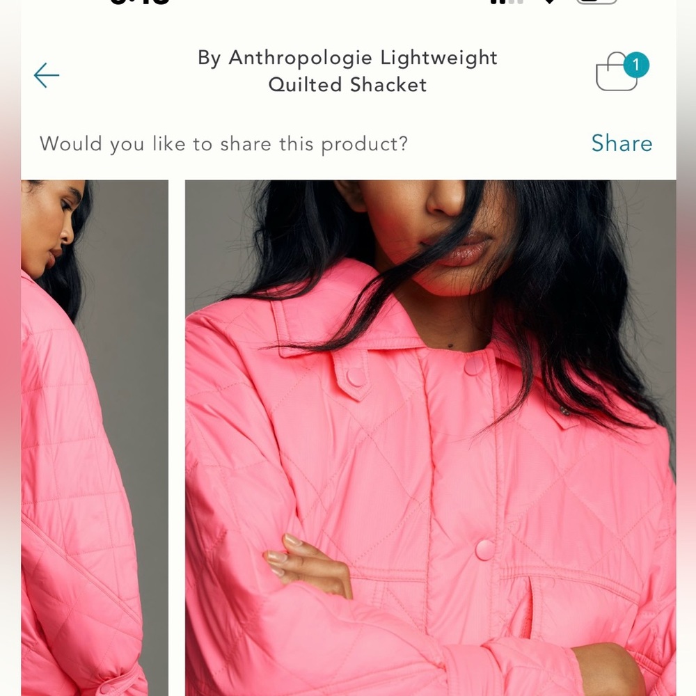 Anthropologie Pink Quilted Shacket